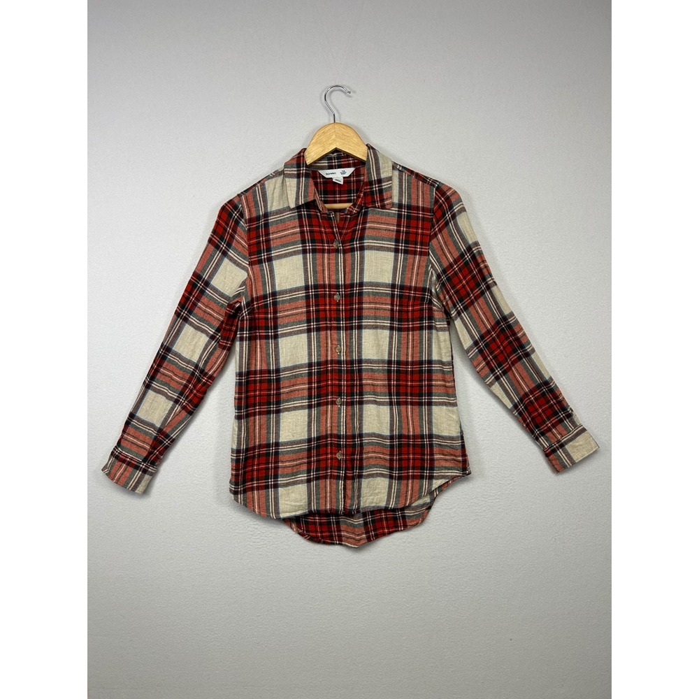 Cabincore Old Navy Womens XS Red Plaid‎ The Classic Shirt Cotton Button Down